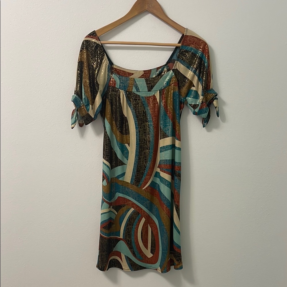 Colorful Abstract Dress with Short Sleeves